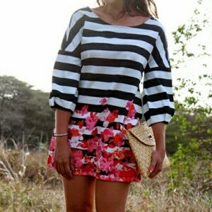 Anthropologie Tops | Anthropologie Linnea Stripped Floral Tunic